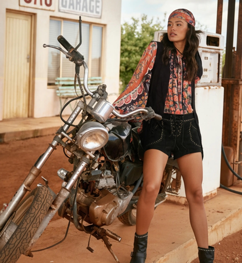 Miss June Paris — Cape Shorts Schwarzes Wildleder